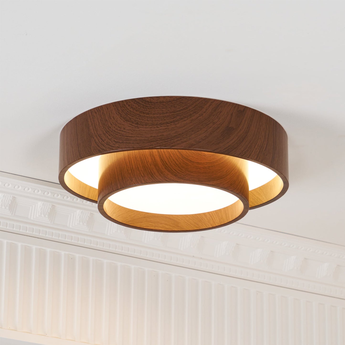 Zentro | LED Round Wood Flush Mount Ceiling Light