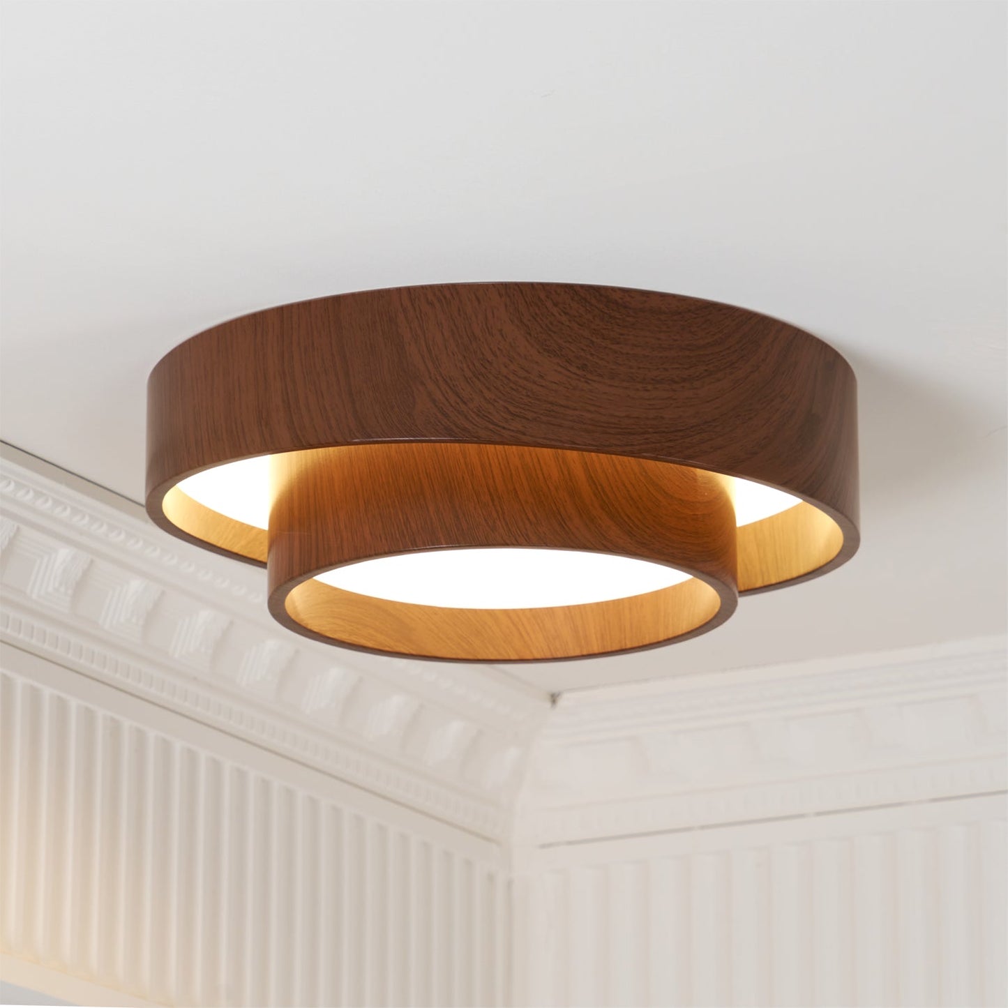 Zentro | LED Round Wood Flush Mount Ceiling Light