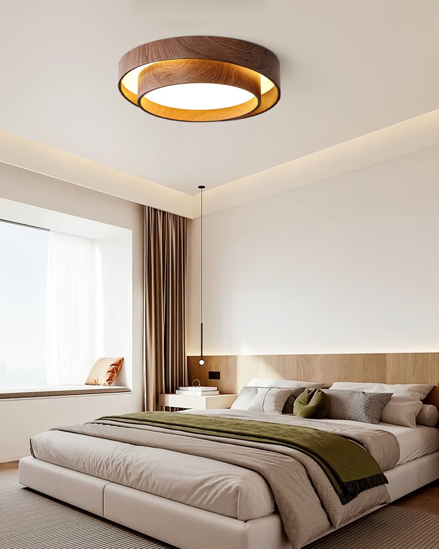 Zentro | LED Round Wood Flush Mount Ceiling Light