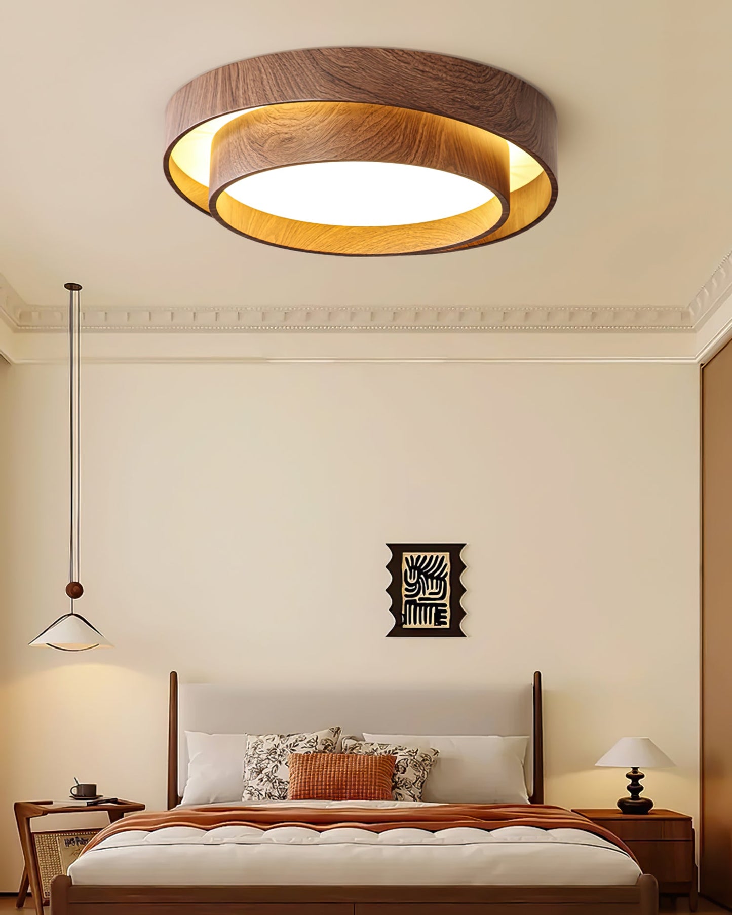 Zentro | LED Round Wood Flush Mount Ceiling Light