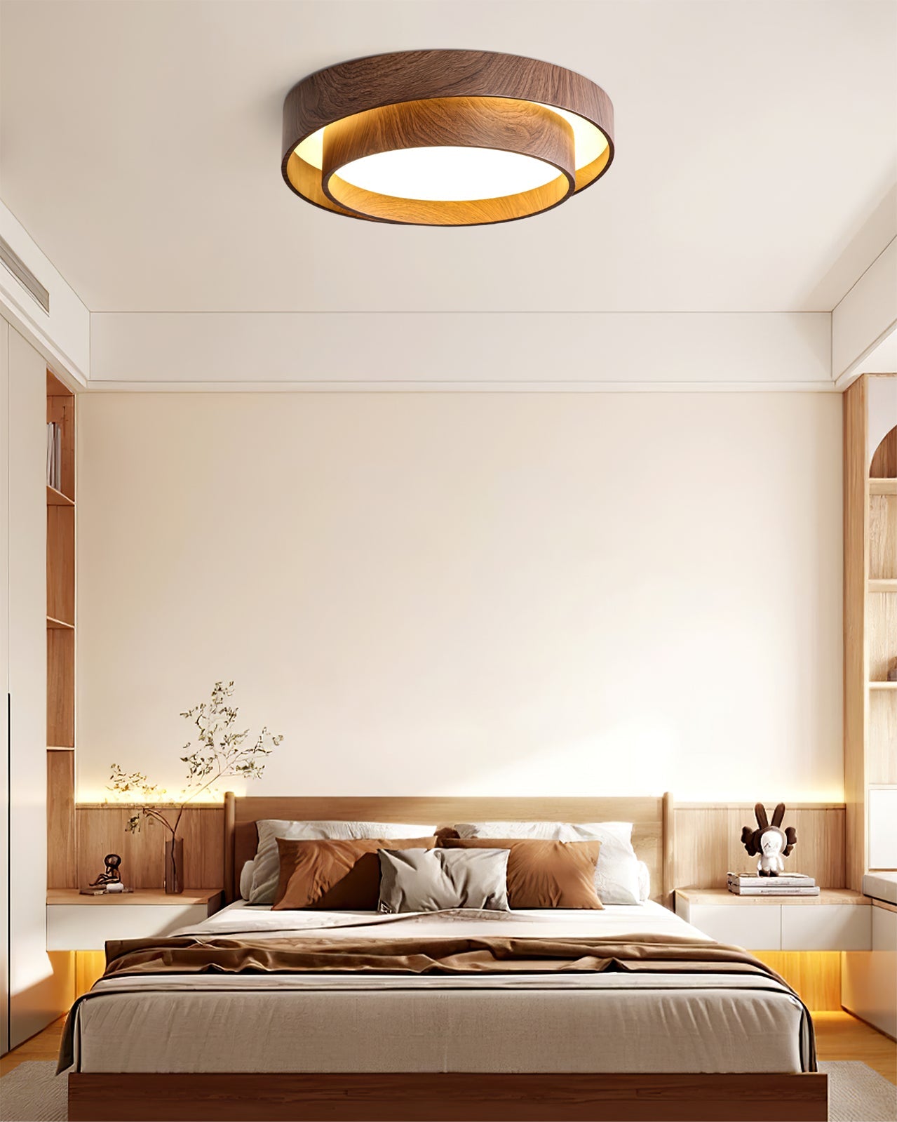 Zentro | LED Round Wood Flush Mount Ceiling Light