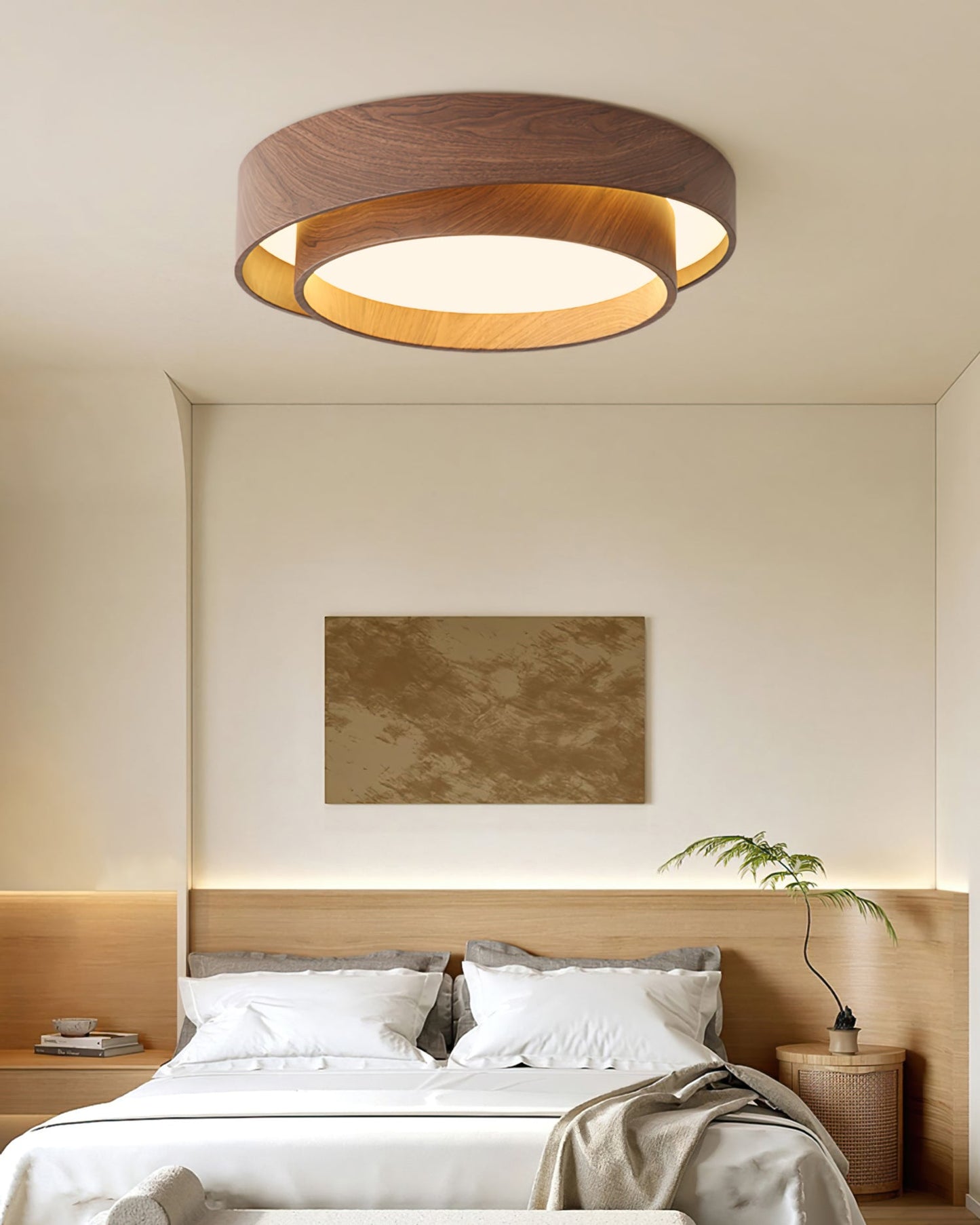 Zentro | LED Round Wood Flush Mount Ceiling Light