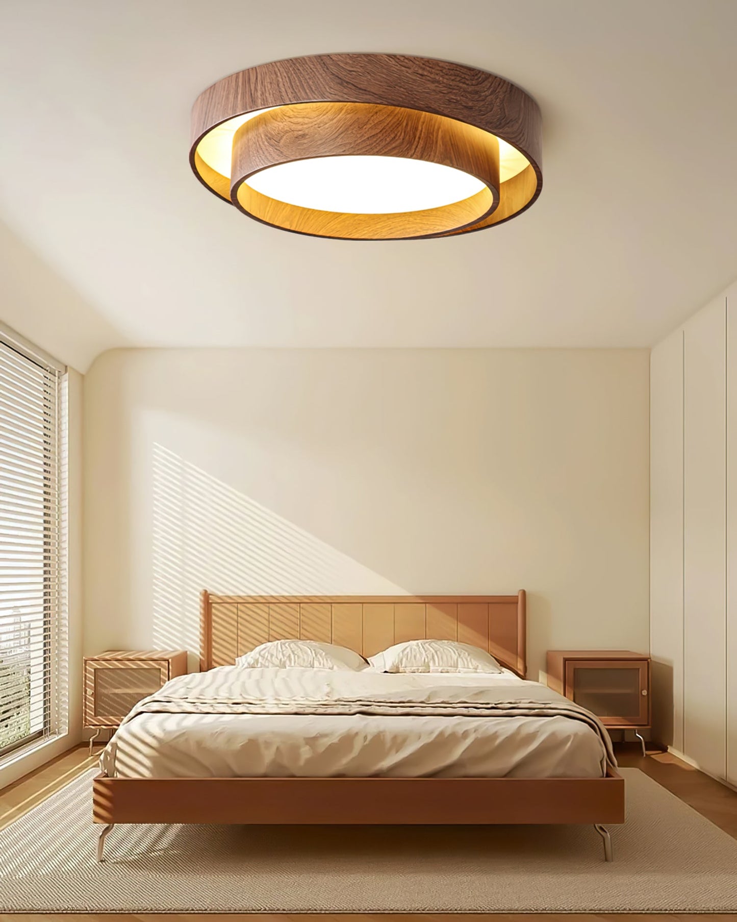 Zentro | LED Round Wood Flush Mount Ceiling Light