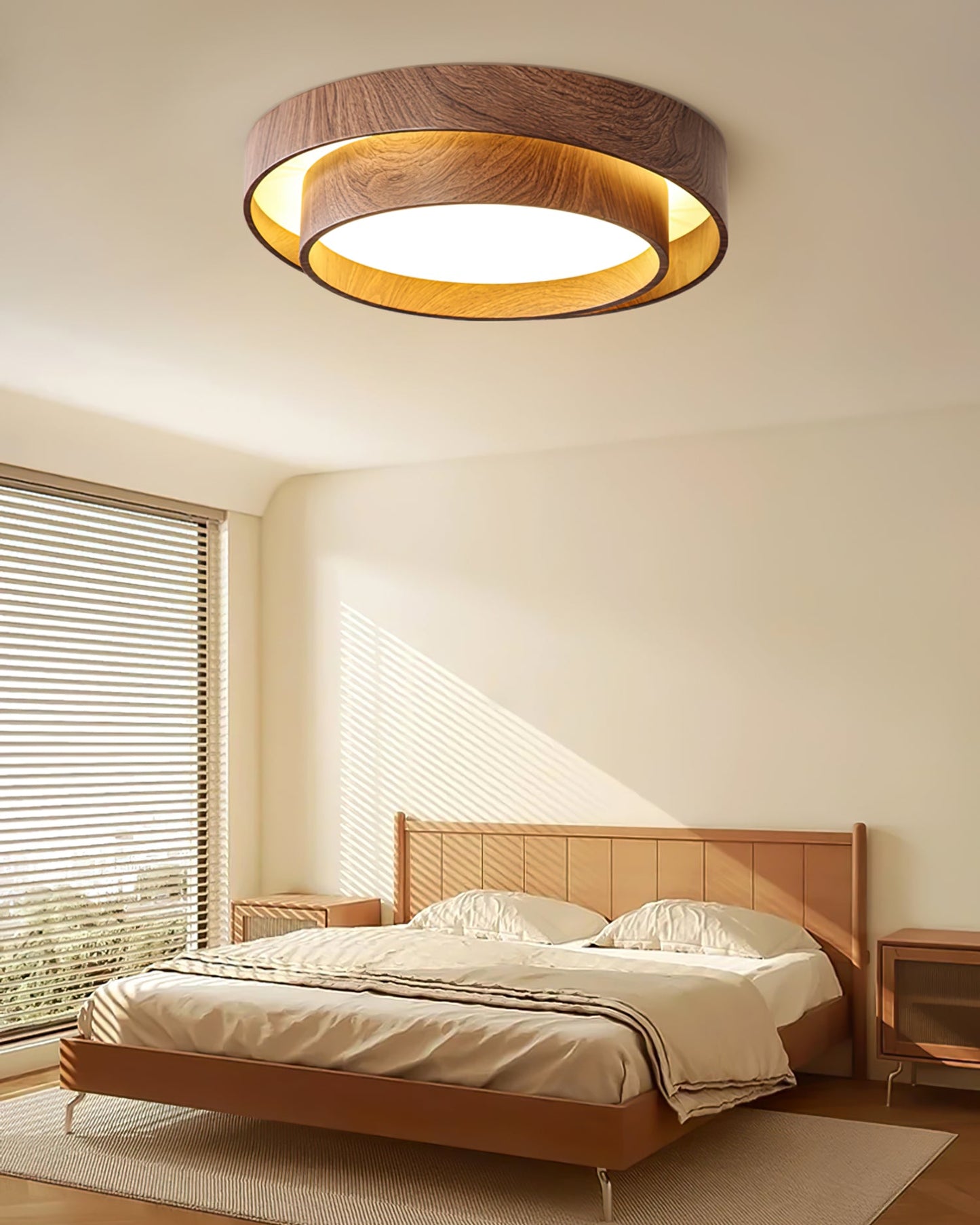 Zentro | LED Round Wood Flush Mount Ceiling Light