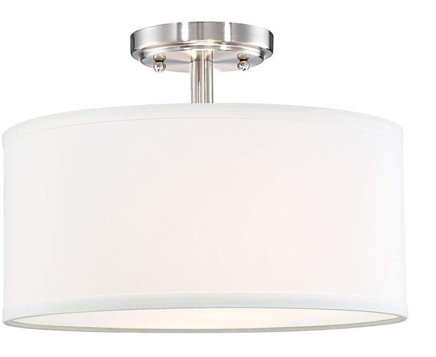 Astraeus | Scandinavian Linen Shade Drum Semi Flush Ceiling Lamp