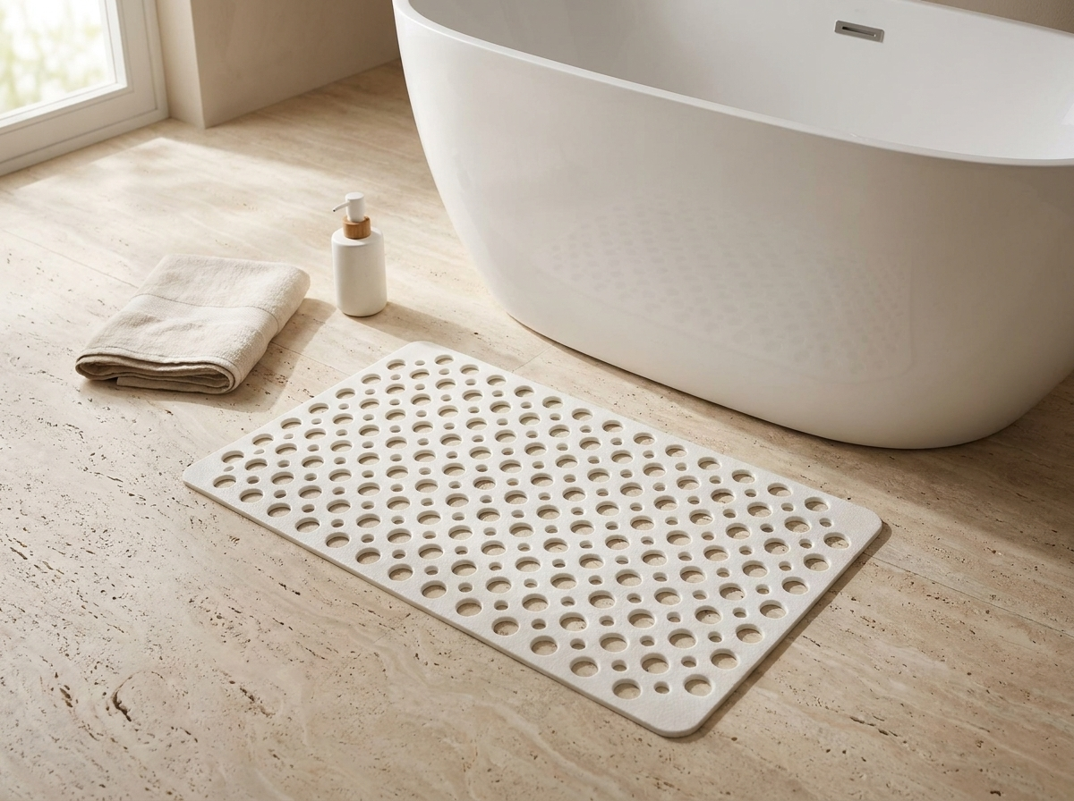 Non-Slip Shower Mat with Suction Cups - Antibacterial TPE