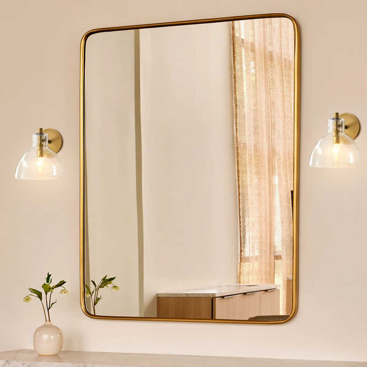 Frederick | Wall Sconce Antique Brass Glass Bedside Reading Wall Light