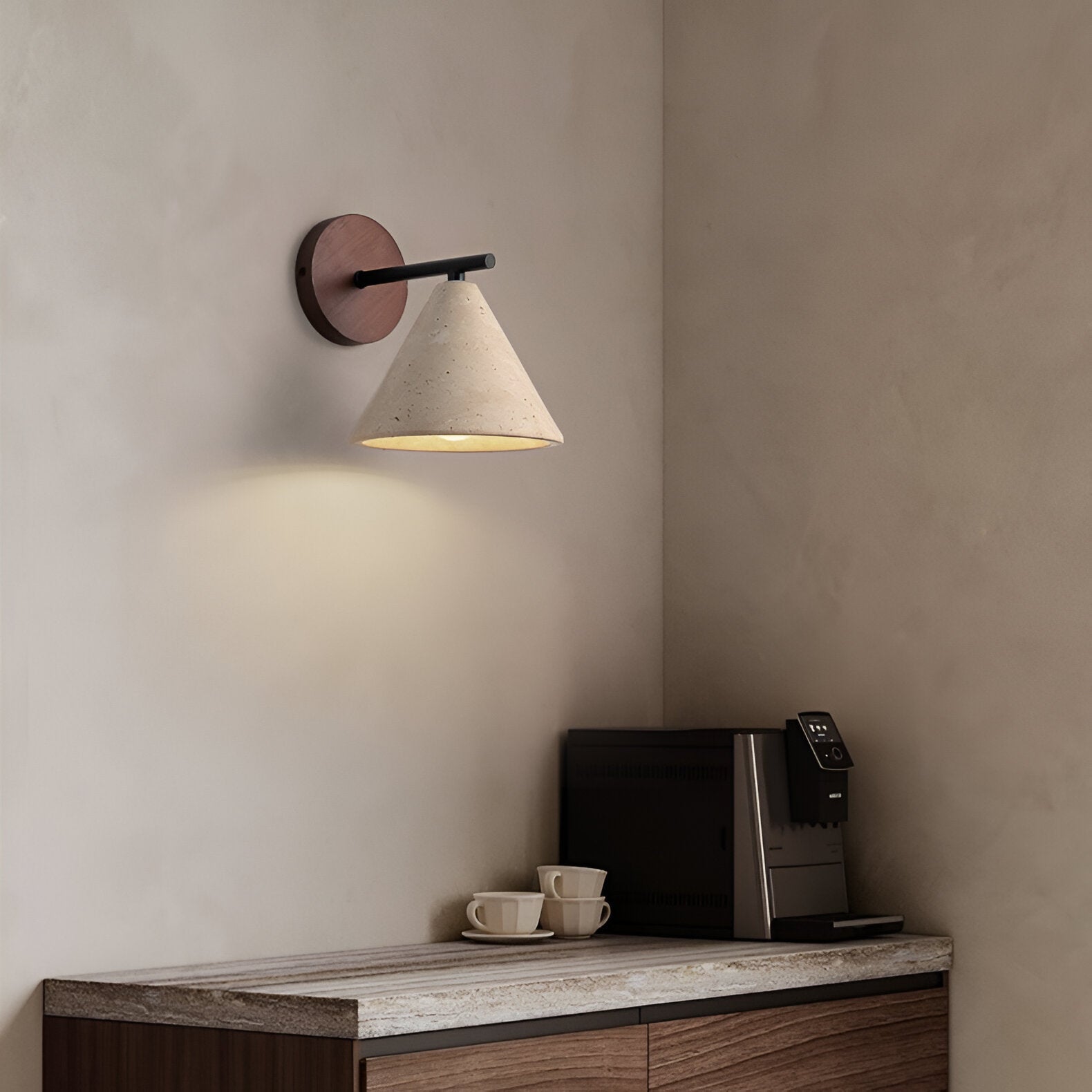 Vida | Stone Shade Travertine LED Wall Light
