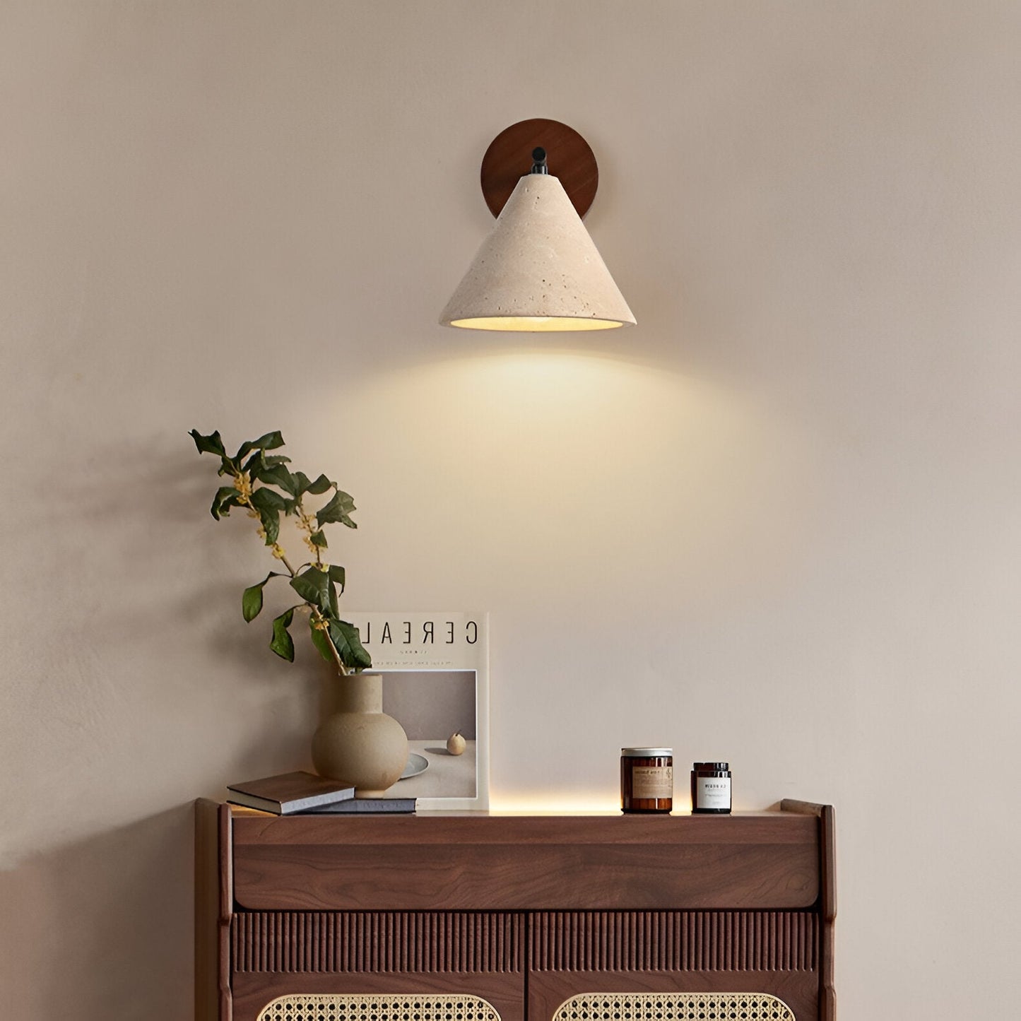 Vida | Stone Shade Travertine LED Wall Light