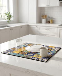 Retro Tile Design Absorbent Coffee Mat - Earthy Mosaic