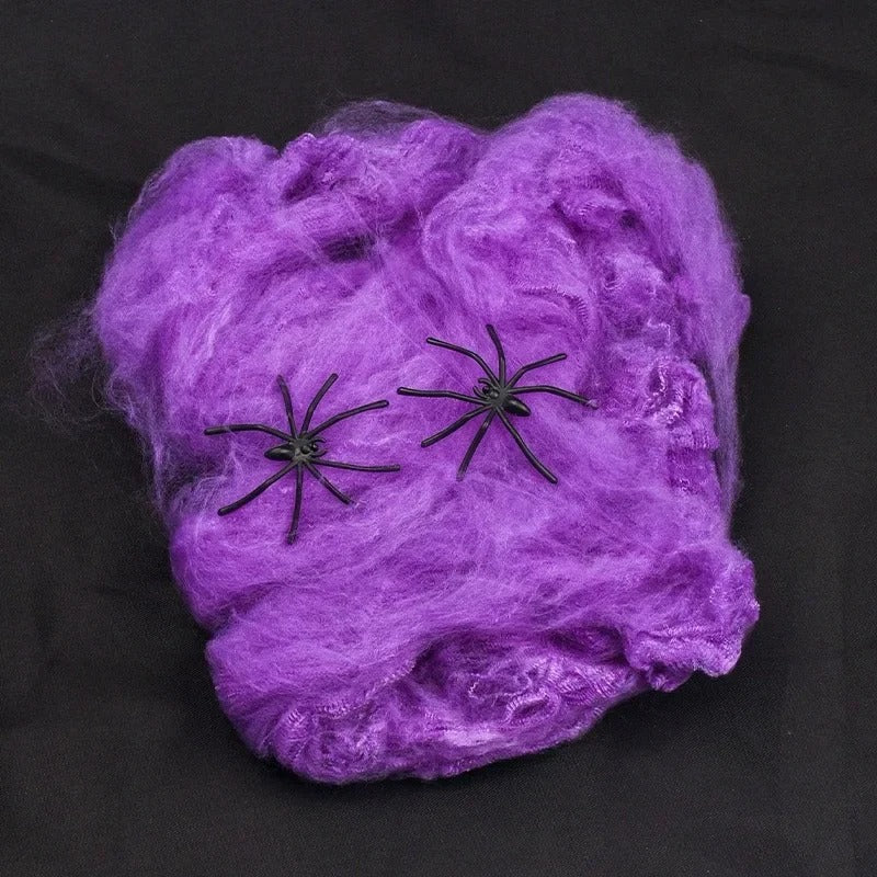 Stretchy Spider Web Cobweb with Spiders - Halloween Decor