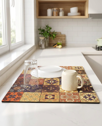 Retro Tile Design Absorbent Coffee Mat - Tile Cream