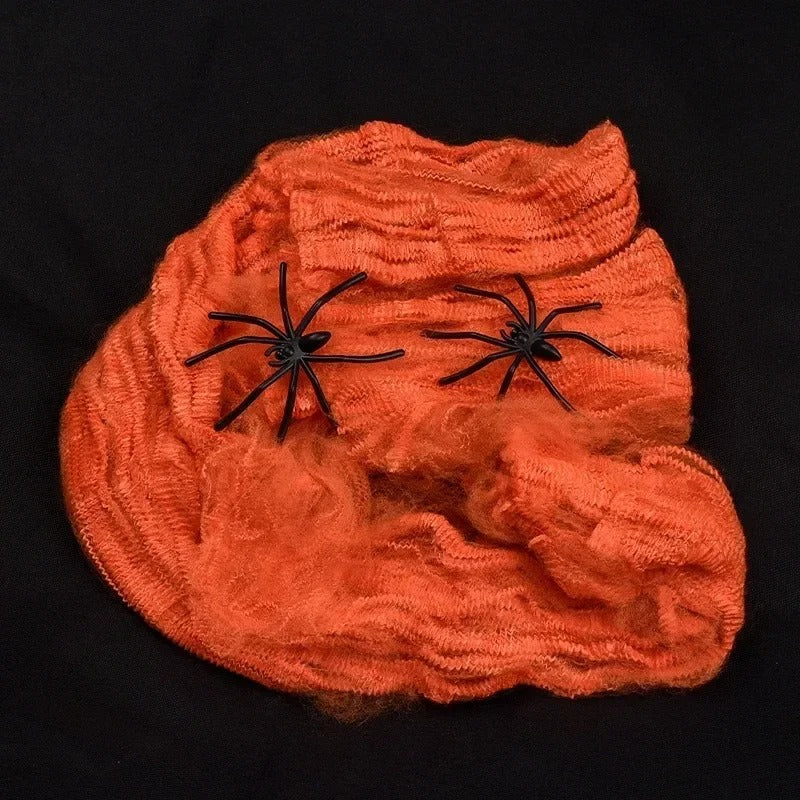 Stretchy Spider Web Cobweb with Spiders - Halloween Decor