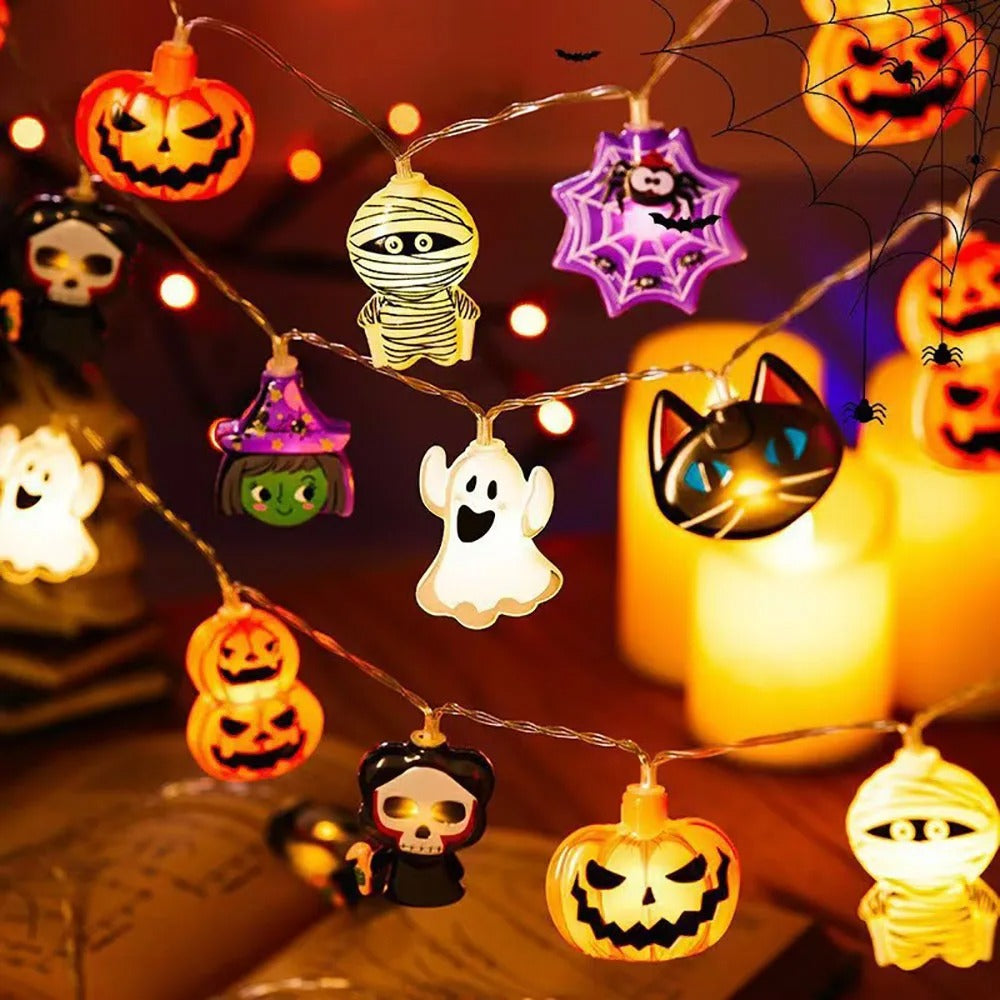 Halloween LED String Lights - Pumpkin, Ghost, Spider Web