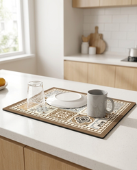 Retro Tile Design Absorbent Coffee Mat - Classic Noir