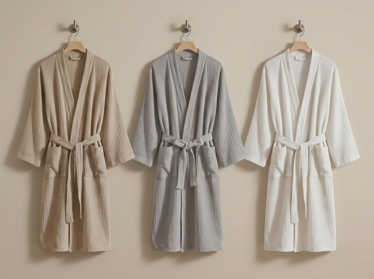 Lightweight Cotton Bathrobe - Muslin Weave