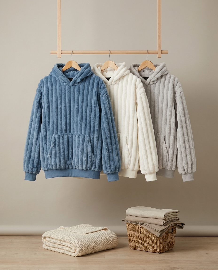 Soft Fleece Blanket Hoodie for Lounging and WFH