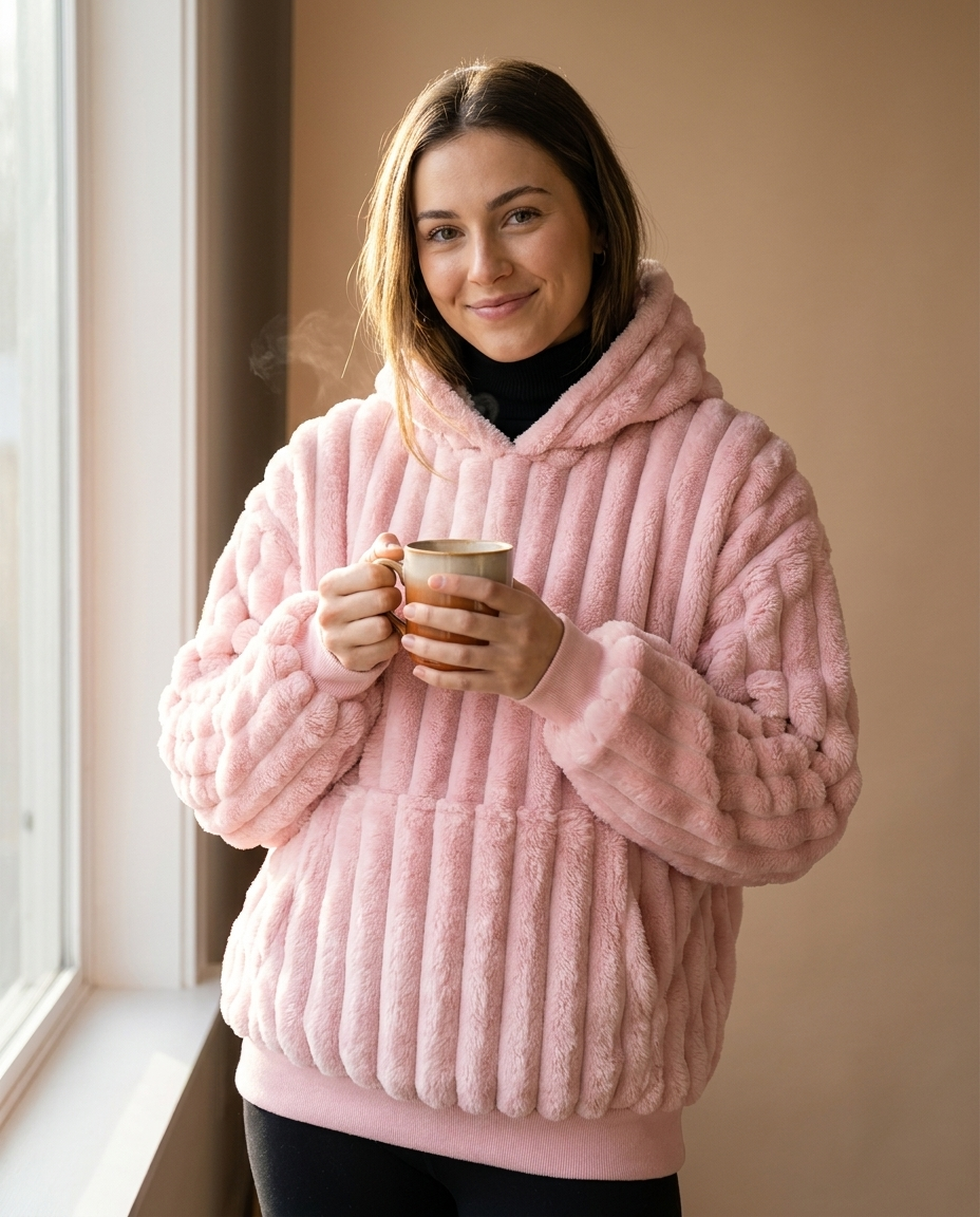Soft Fleece Blanket Hoodie for Lounging and WFH