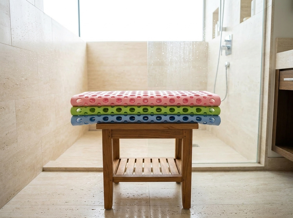 Non-Slip Shower Mat with Suction Cups - Antibacterial TPE