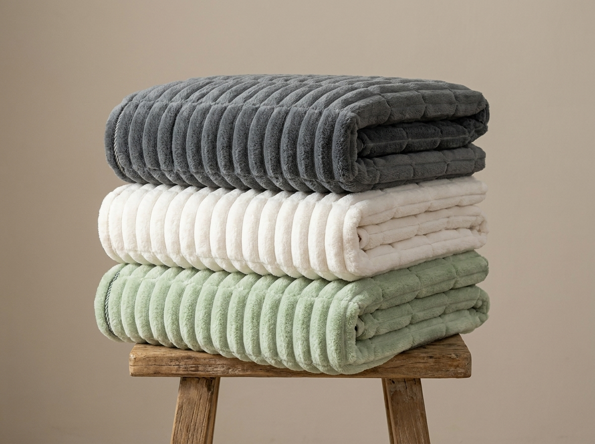 Plush Flannel Sofa Cover with Pleated Edges - Pet-Friendly