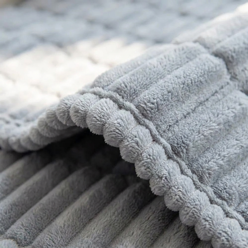 Plush Flannel Sofa Cover with Pleated Edges - Pet-Friendly
