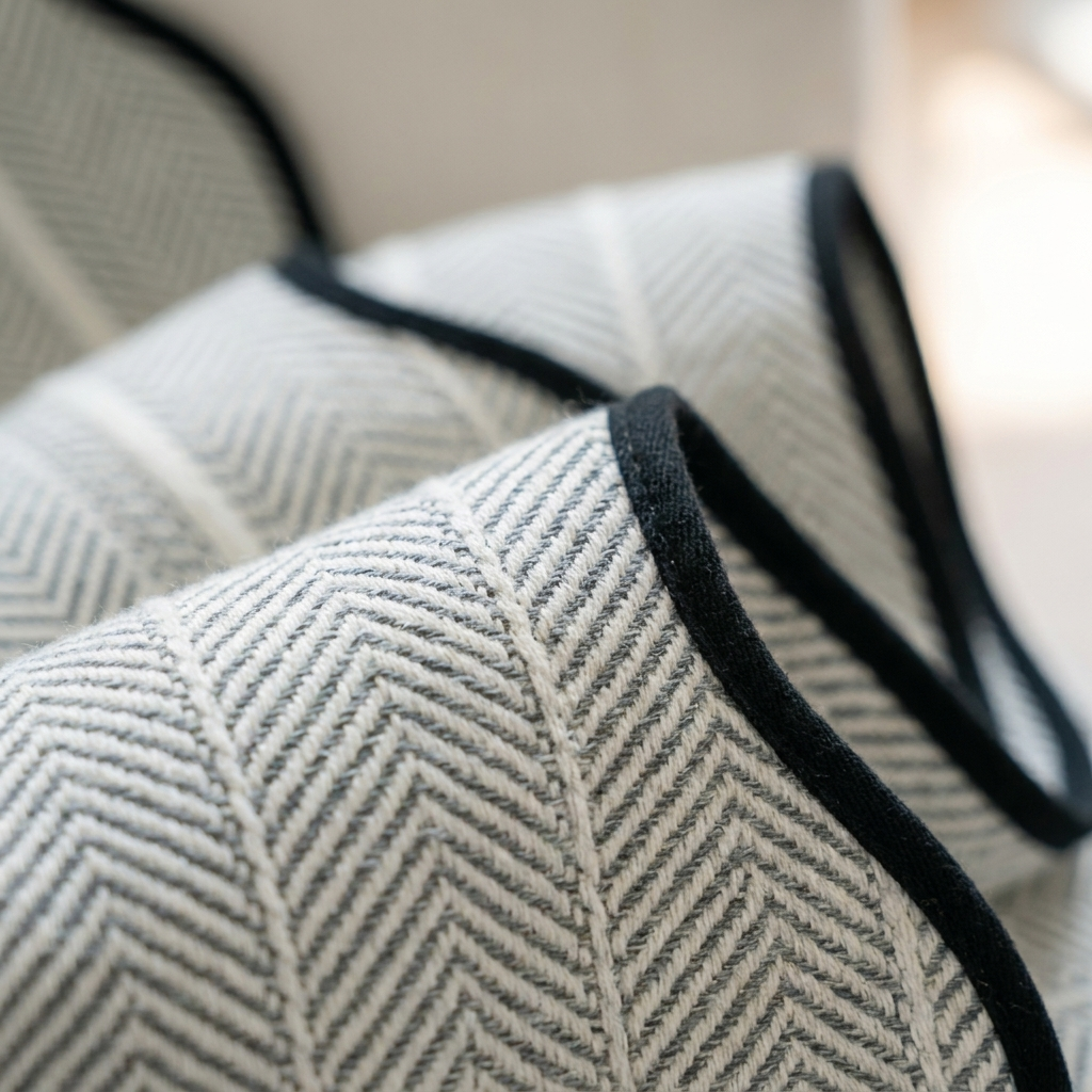 Herringbone Sofa Cover with Scalloped Edge - Multi-Use Throw