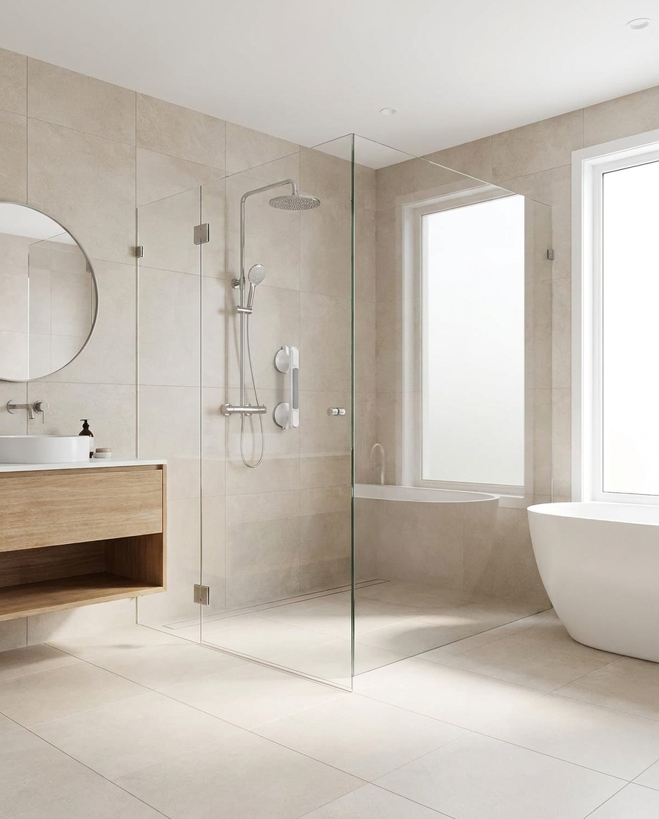 Shower Handle Grab Bar - bathroom context