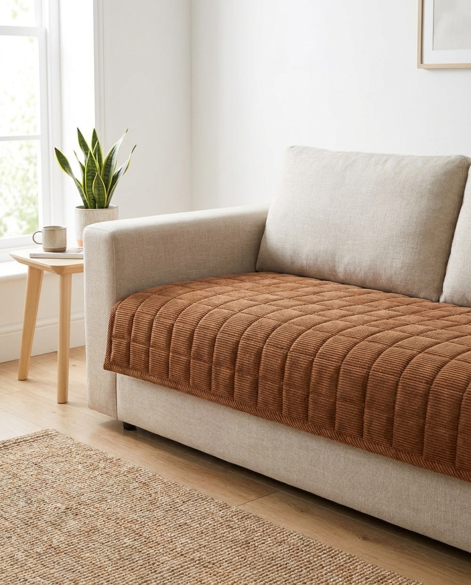 Metro Line Quilted Couch Cover Mat - hero