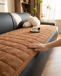 Metro Line Quilted Couch Cover Mat - in use