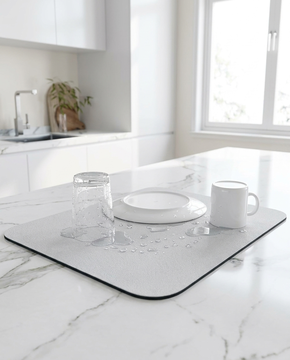 Quick Dry Kitchen Dish Mat - White