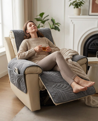 Verdant Leaf Pattern Recliner Cover - in use