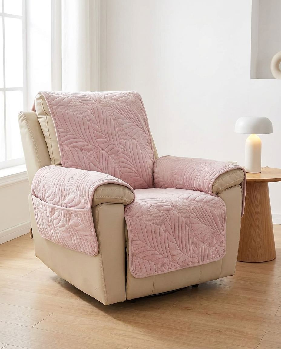 Verdant Leaf Pattern Recliner Cover - Khaki
