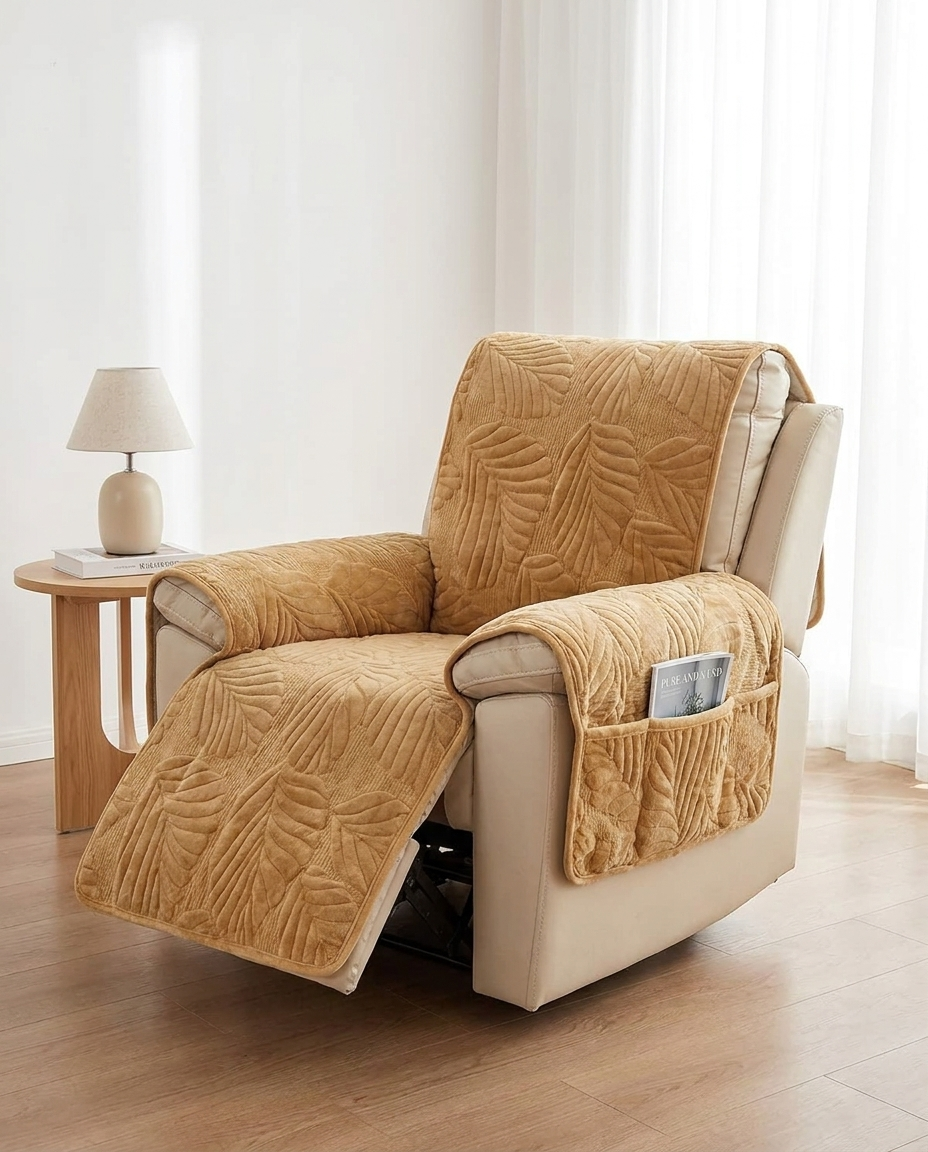 Verdant Leaf Pattern Recliner Cover - Dark Gray