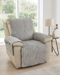 Verdant Leaf Pattern Recliner Cover - Light Gray