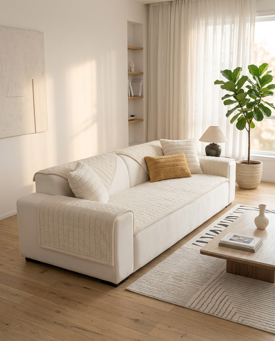 Chic Thick Plush Sofa Cover - wide living room