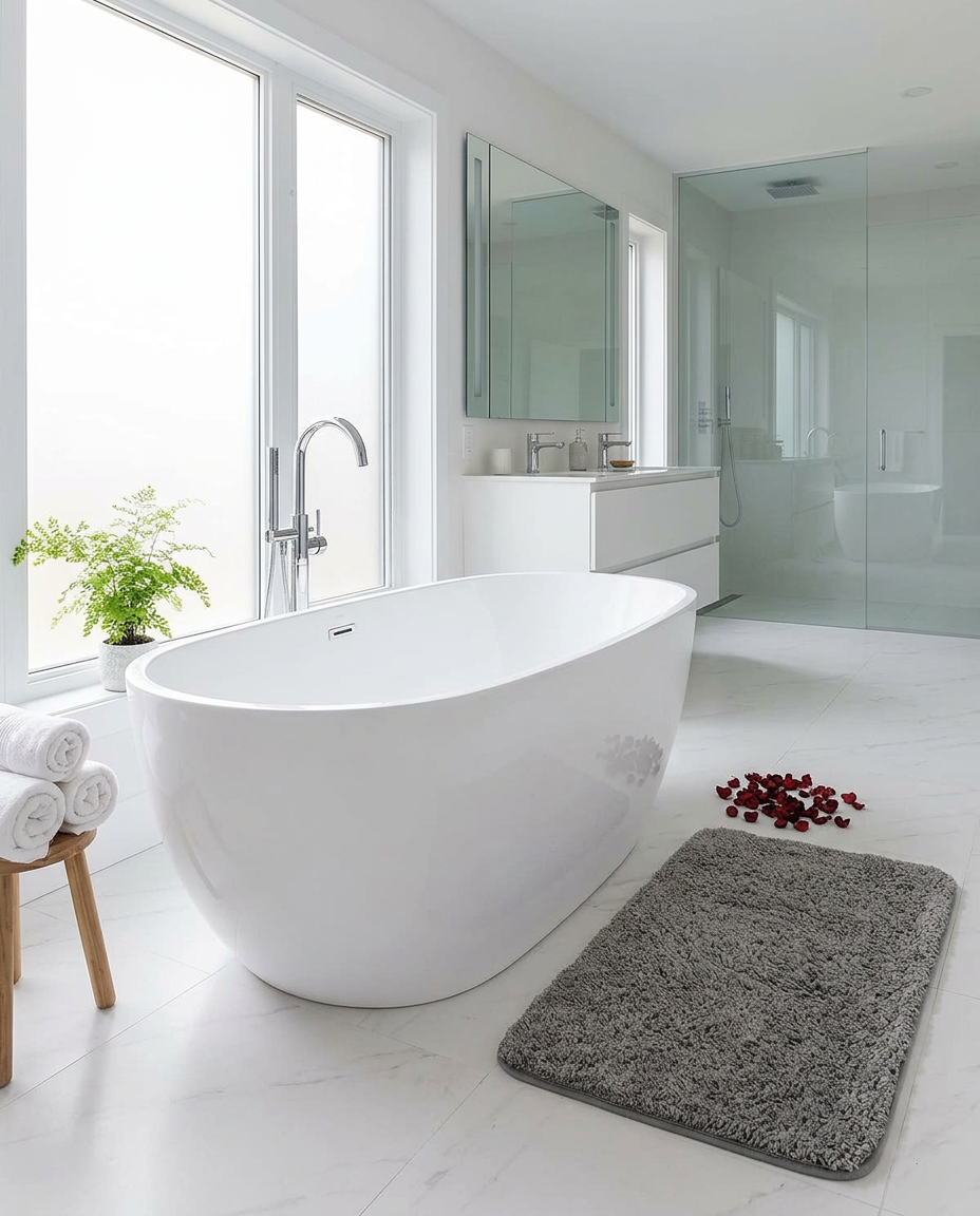 Fur & Plush Bath Rug - wide bathroom
