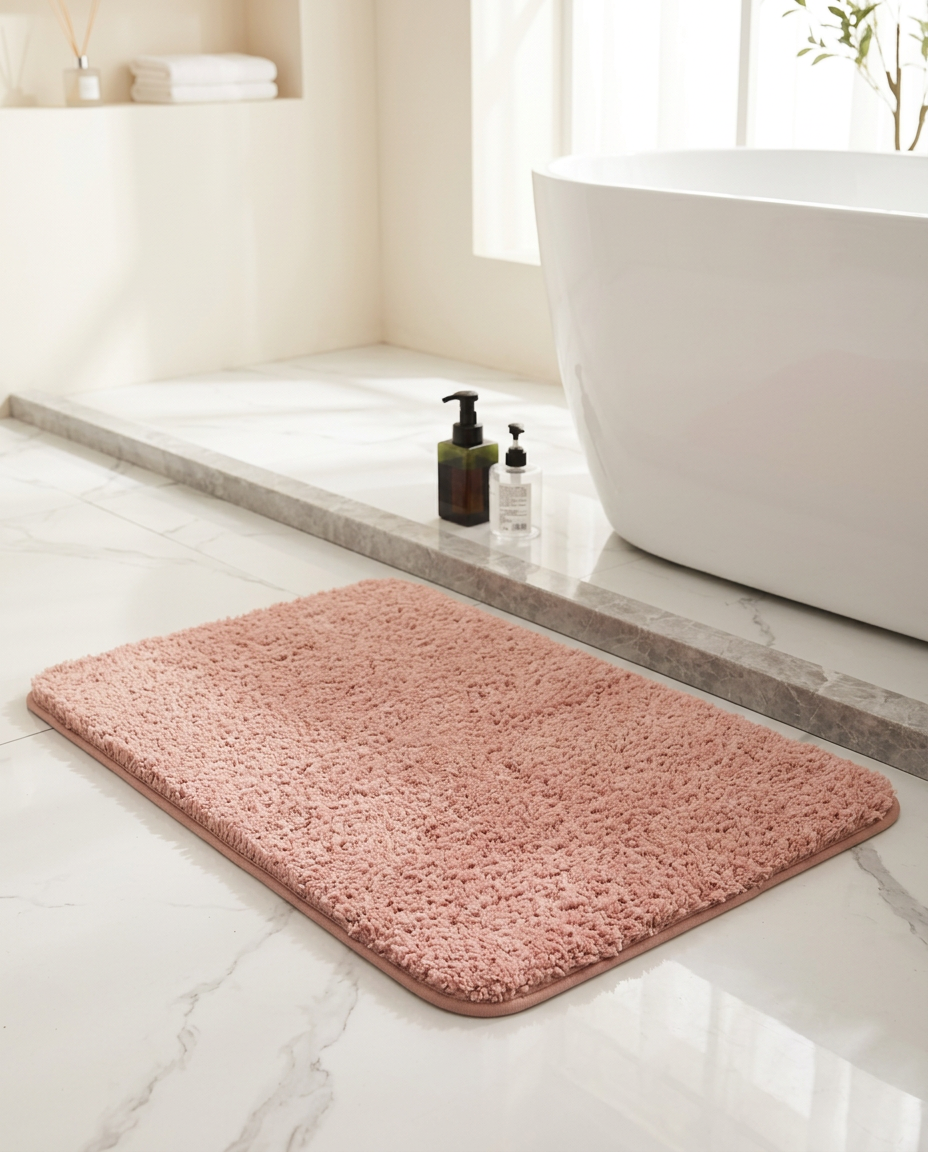 Fur & Plush Bath Rug - Pink