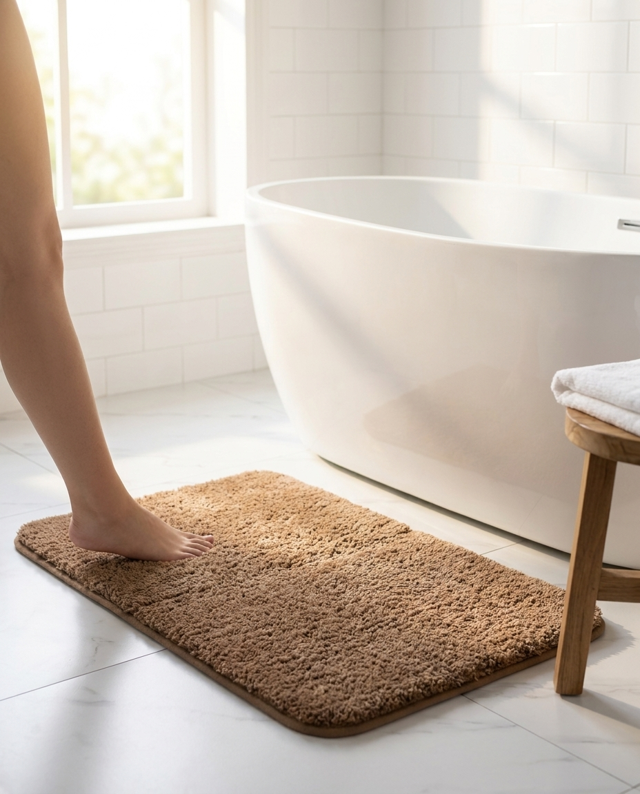 Fur & Plush Bath Rug - Beige