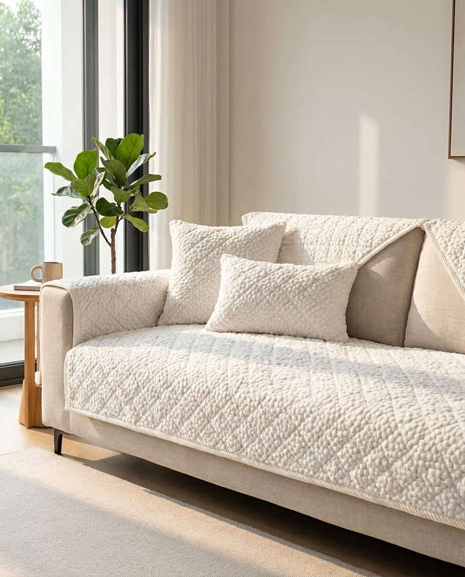 Pet-Proof Textured Quilted Sofa Protector Slipcover - hero