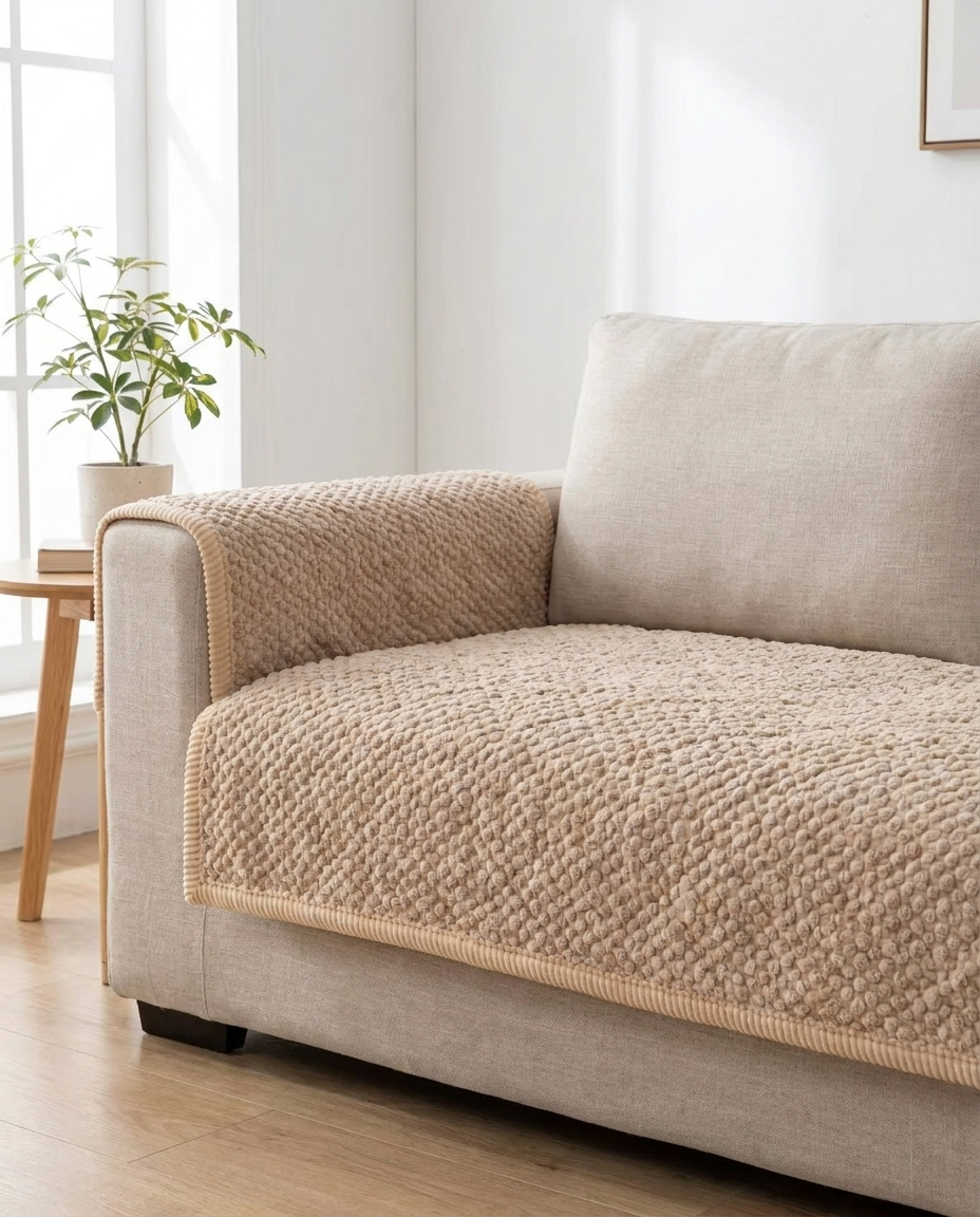 Pet-Proof Textured Quilted Sofa Protector Slipcover - Navy Comfort