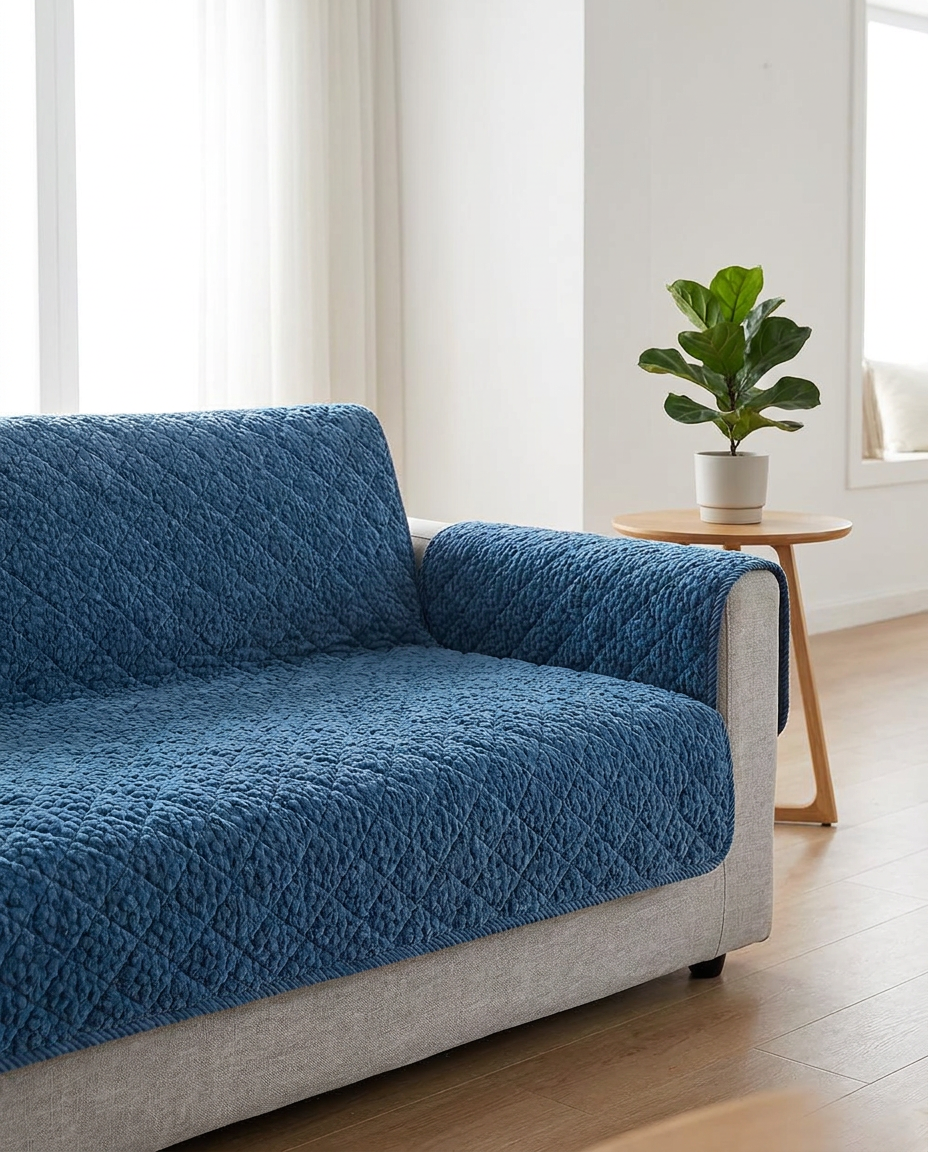 Pet-Proof Textured Quilted Sofa Protector Slipcover - Gray Ease