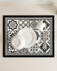 Retro Tile Design Absorbent Coffee Mat - flat lay