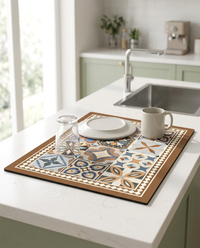 Retro Tile Design Absorbent Coffee Mat - Mandala Patch