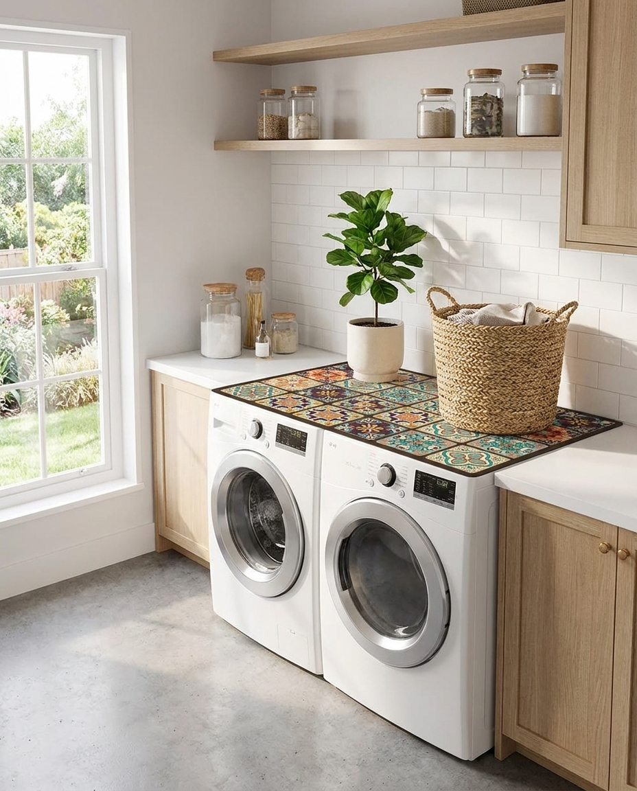 BohoShield Appliance Mat - wide laundry room