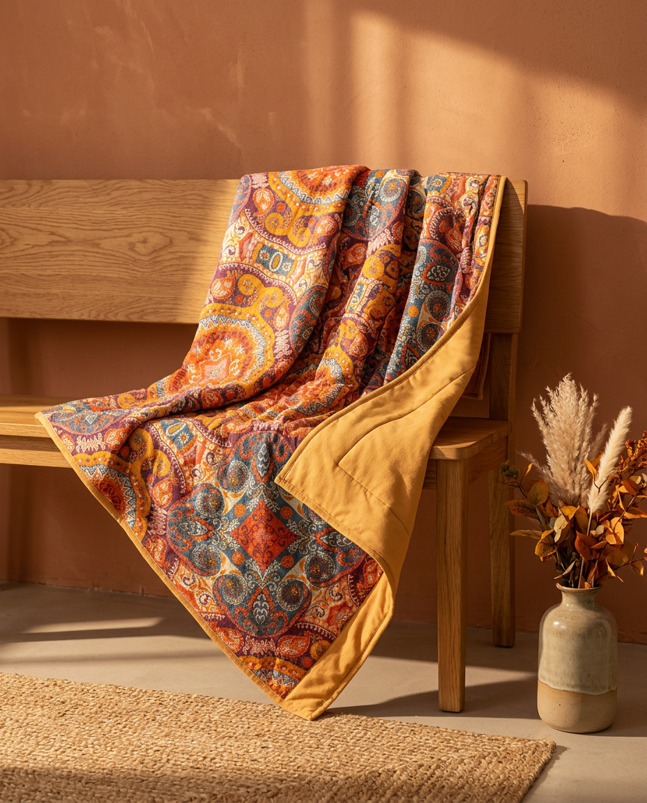 Sunrise Boho Reversible Blanket - hero