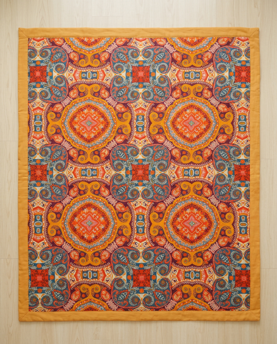 Sunrise Boho Reversible Blanket - flat lay