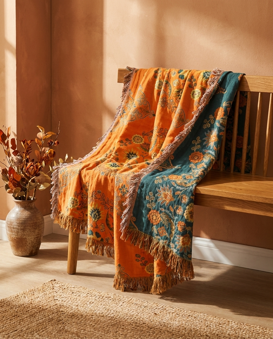 Marigold Reversible Throw Blanket - hero