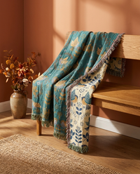 Reversible Scandinavian Bird Blanket - hero
