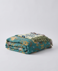 Reversible Scandinavian Bird Blanket - folded studio