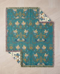 Reversible Scandinavian Bird Blanket - flat lay